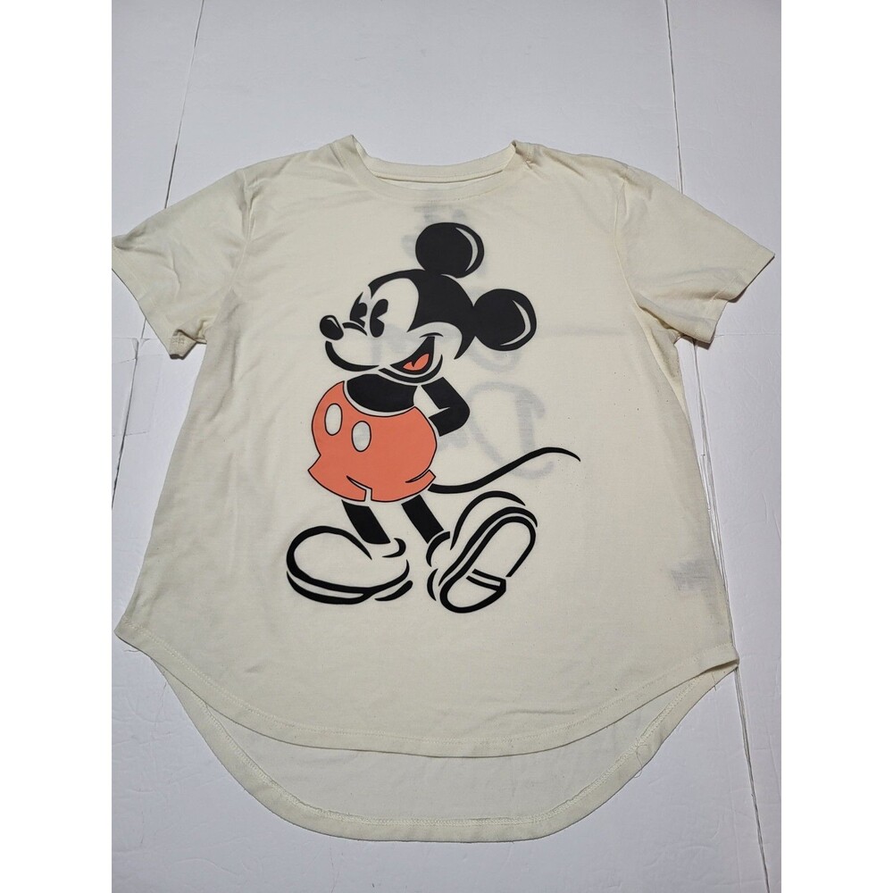 (#L7) DISNEY Women's 15-17 XL MICKEY Shirt Top ~ Color: Cream Peach/Black